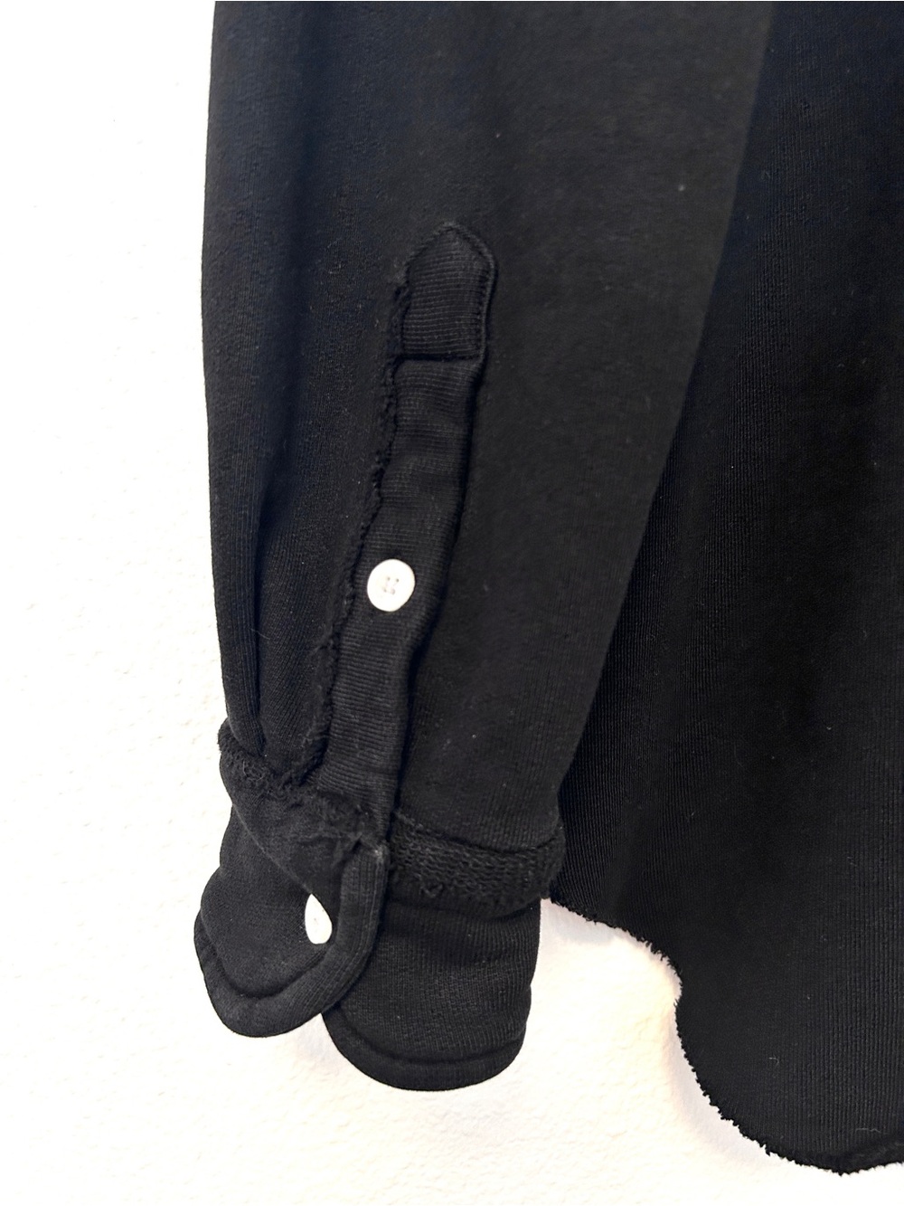 Frank & Eileen Triple Fleece Relaxed Button Up Shirt Raw Edge Black Size Large - Picture 7 of 13